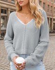 Dark Gray V-Neck Long Sleeve Sweater