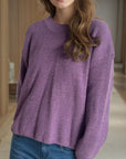 Solid Color Round Neck Long Sleeve Sweater