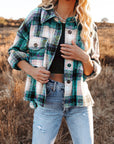 Pocketed Plaid Button Down Long Sleeve Shacket