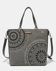 Nicole Lee USA Metallic Stitching Embroidery Inlaid Rhinestone Tote Bag