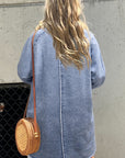 Raw Hem Button Down Long Sleeve Denim Dress