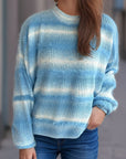 Gradient Round Neck Dropped Shoulder Sweater