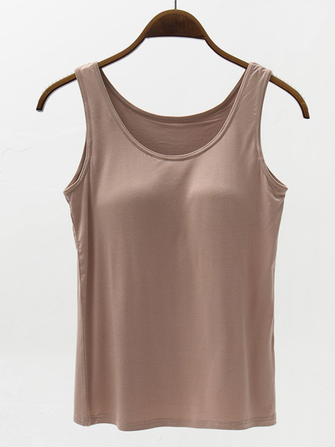 Dim Gray Full Size Wide Strap Modal Tank with Bra Sentient Beauty Fashions Apparel &amp; Accessories