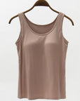 Dim Gray Full Size Wide Strap Modal Tank with Bra Sentient Beauty Fashions Apparel & Accessories