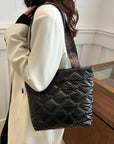 PU Leather Printed Strap Quilted Handbag