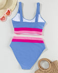 Light Gray Contrast Scoop Neck Two-Piece Swim Set