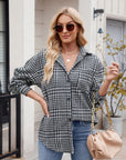 Mandy Pocketed Plaid Collared Neck Long Sleeve Shirt