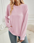 Lovelet Slit Round Neck Long Sleeve Sweatshirt