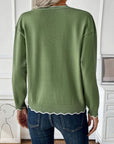 Contrast Trim Quarter Zip Long Sleeve Knit Top