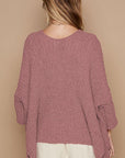 Rosy Brown POL Open Front Sweater Cardigan with Pockets