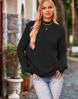 Mock Neck Rib-Knit Sweater