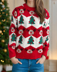 Christmas Element Round Neck Long Sleeve Sweater