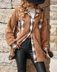 Plaid Contrast Dropped Shoulder Coat