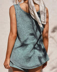 Gray V-Neck Sleeveless Top and Drawstring Shorts Sweater Set