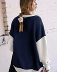 Color Block Round Neck Long Sleeve Sweatshirt