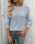 Mandy Round Neck Dropped Shoulder Knit Top