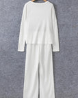 Round Neck Long Sleeve Top and Drawstring Pants Lounge Set