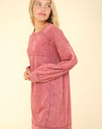 VERY J Mineral Washed Oversized Sweatshirt Mini Dress