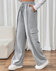 Perfee Drawstring Wide Leg Pants with Pockets