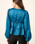 Mittoshop Satin V Neck Ruffled Tier Blouse