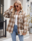 Mandy Pocketed Plaid Collared Neck Long Sleeve Shirt