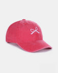Maroon Zenana Bow Embroidered Washed Cotton Caps Sentient Beauty Fashions Apparel & Accessories