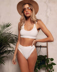 Gray Scoop Neck Wide Strap Two-Piece Swim Set Sentient Beauty Fashions Apparel & Accessories