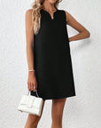 Black Notched Sleeveless Mini Tank Dress Sentient Beauty Fashions Apparel & Accessories