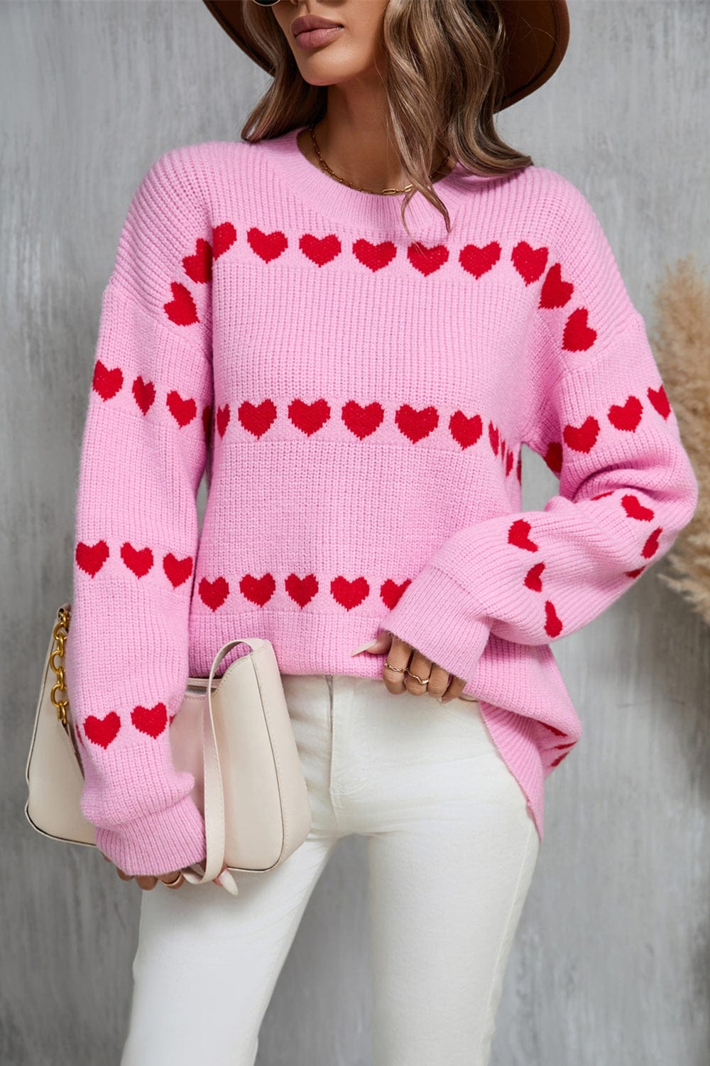 Angel Wings Heart Round Neck Long Sleeve Sweater