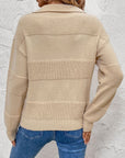 Perfee Johnny Collar Dropped Shoulder Sweater