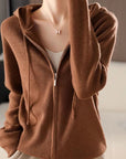 Drawstring Zip Up Long Sleeve Hooded Sweater