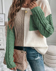 Double Take Full Size Color Block Drop Shoulder Sweater