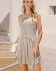 Ruched Round Neck Sleeveless Knit Dress