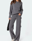 Long Sleeve Hooded Top and Pants Sweater Set