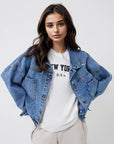 Pocketed Button Up Long Sleeve Denim Top