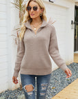 Quarter-Zip Collared Neck Sweater