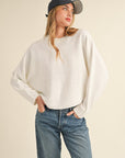 Mable Round Neck Dolman Sleeve Cropped Sweater