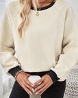 Texture Contrast Long Sleeve Sweatshirt