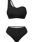 Black Single Shoulder Bikini Set