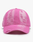 Pale Violet Red Distressed Adjustable Cotton Baseball Cap