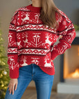 Christmas Element Round Neck Long Sleeve Sweater