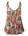 FAM-FAM Skull Scoop Neck Tie Shoulder Cami