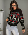 Perfee Christmas Element Round Neck Sweater