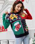 Christmas Color Block Knit Pullover