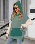 Double Take Contrast Hooded Long Sleeve Top