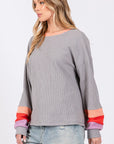 Light Gray SAGE + FIG Color Block Waffle Knit T-Shirt