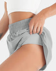 Gray Elastic Waist Active Shorts