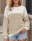 Striped Round Neck Long Sleeve Sweater