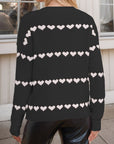 Heart Round Neck Long Sleeve Sweater