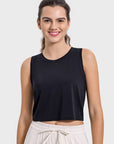 Dark Slate Gray Drawstring Cutout Round Neck Active Tank